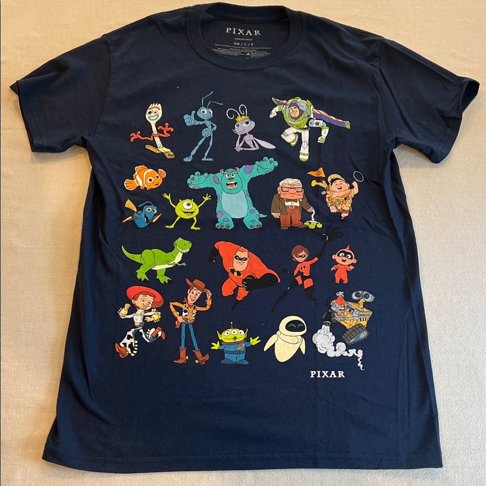 Disney Navy Pixar Character Short Sleeve Tee